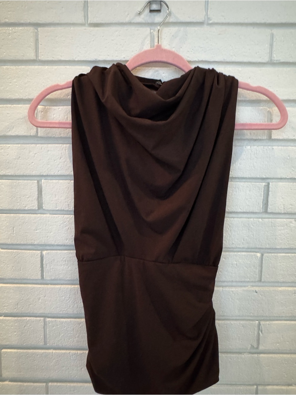 Women's Brown Draped Neck Tank